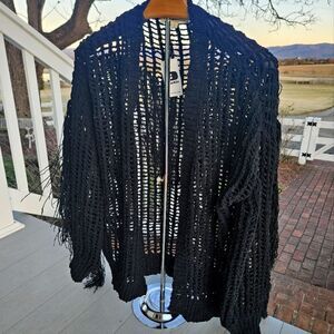 PEACH LOVE CALIFORNIA BUCKLE FRINGE FLYAWAY CARDIGAN NWT MSRP $55 Plush STYLE